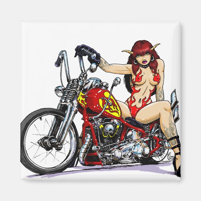Imã Devil Girl Biker (Frente)