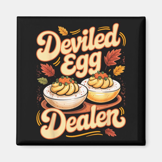 Imã Deviled Egg Er Funny Retro Thanksgiving Food Quote (Frente)