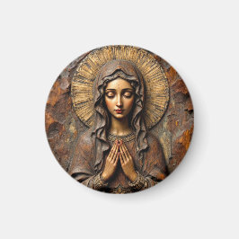 Imã Devoção Esculpida Maria de Madeira