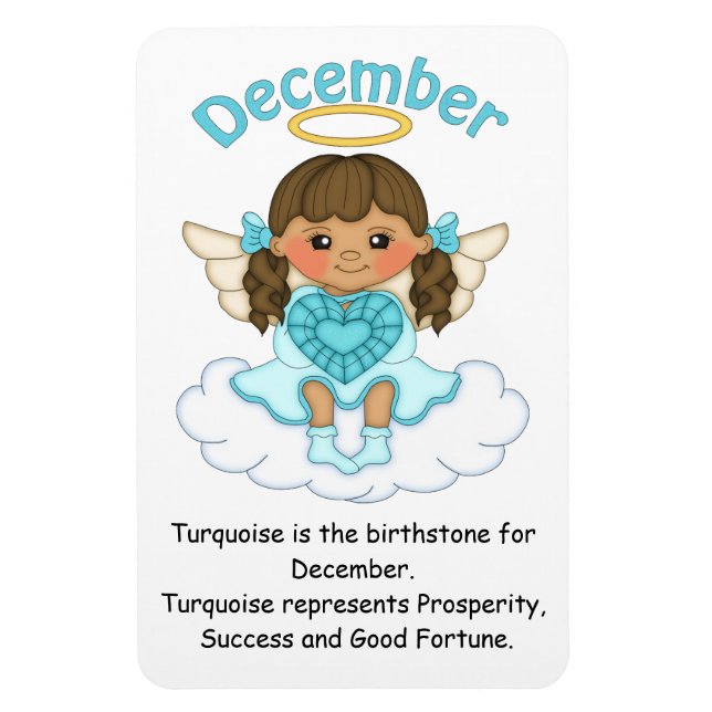 Ímã Dezembro Birthstone Angel Brunette Premium Magnet (Vertical)
