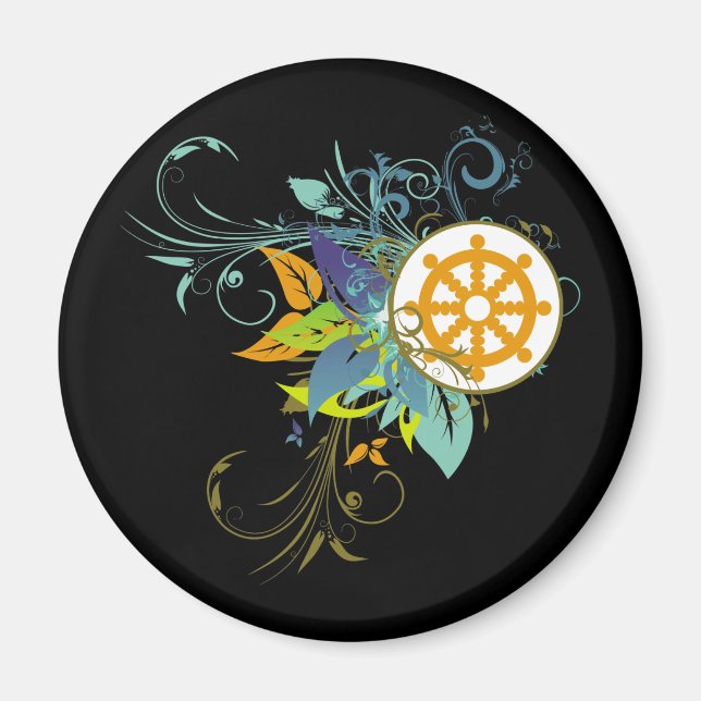 Imã Dharma Wheel Floral (Frente)