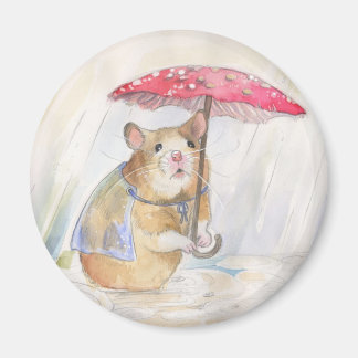 Imã Dia chuvoso - Hamster com guarda-chuva engraçada d