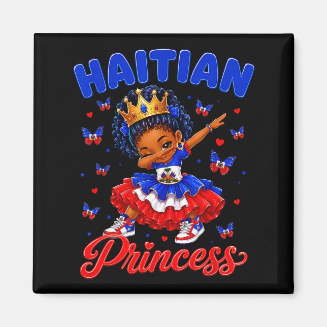 Imã Dia da Bandeira da Princesa Haitiana Meninas Fofas (Frente)