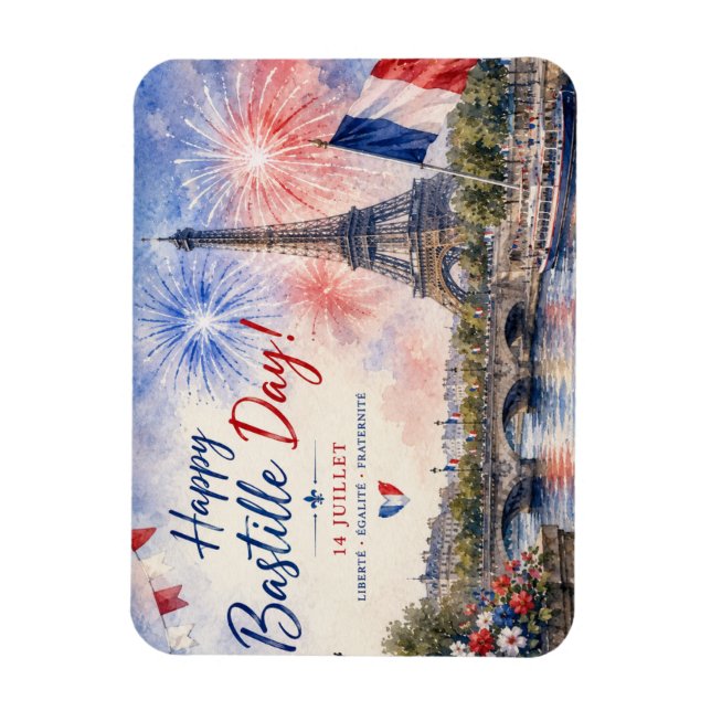 Ímã Dia da Bastilha fogos de artifício da Torre Eiffel (Vertical)