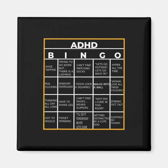 Imã Dia da Consciência da Saúde Mental Adhd Bingo - Pr (Frente)
