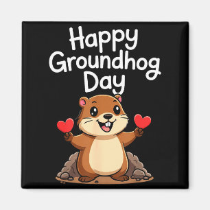 Imã Dia da Marmota do Punxy Phils Coração Fofo Design