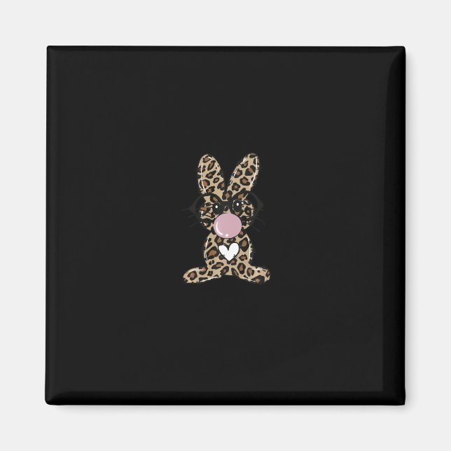 Imã Dia da Páscoa de Goma de Bolha de Coelho Leopardo (Frente)