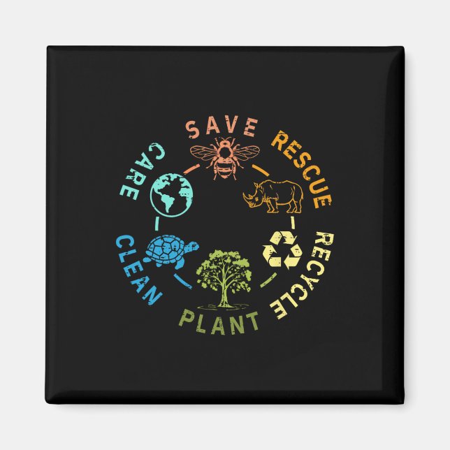 Imã Dia da Terra Salvar Abelhas Salvando Animais Recic (Frente)