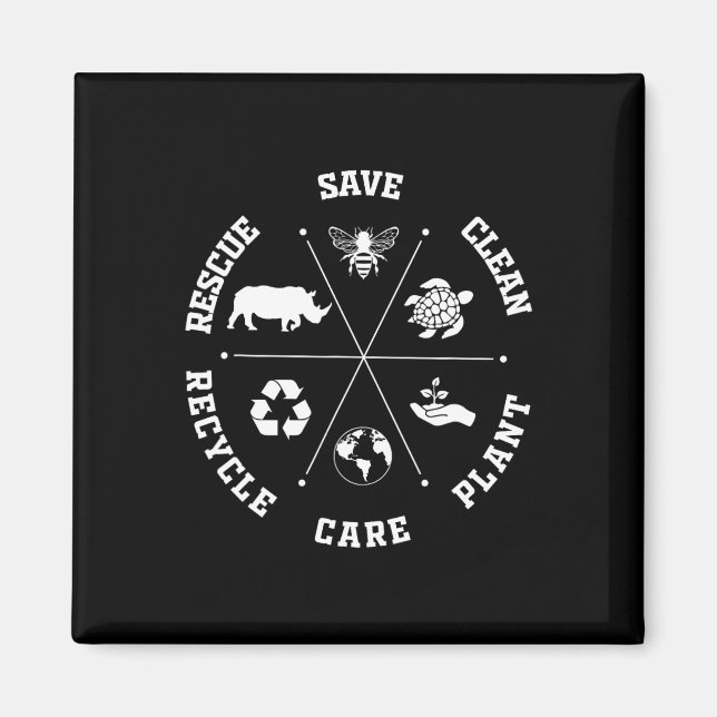 Imã Dia da Terra Salvar Abelhas Salvando Animais Recic (Frente)