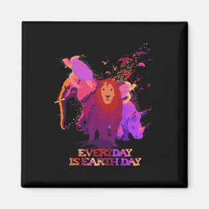 Imã Dia da Terra Todo Dia Amor Elefante Tartarugas Leã