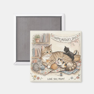 Imã Dia das Mães Gato e Gatinhos