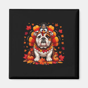 Imã Dia de Ação de Graças Inglês Bulldog Fall Deixa Mã