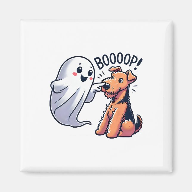 Imã Dia de as Bruxas engraçado Ghost Airedale Terrier  (Frente)