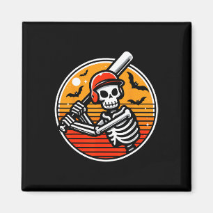 Imã Dia de as Bruxas engraçado Skeleton Baseball Playe