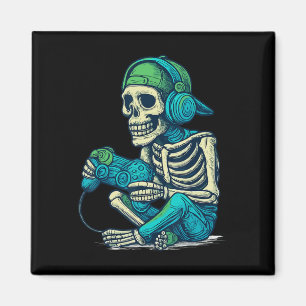 Imã Dia de as Bruxas engraçado Skeleton Gamer Boys Víd