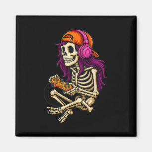 Imã Dia de as Bruxas engraçado Skeleton Gamer Video Ga