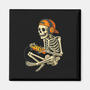 Imã Dia de as Bruxas engraçado Skeleton Gamer Vídeo Ga