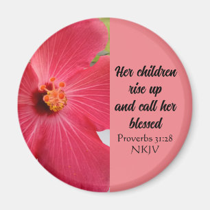 Imã Dia de as mães Bíblia Abençoado Flor Cor-de-rosa V