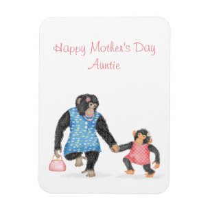 Ímã Dia de as mães de chimpanzé bonito para tia