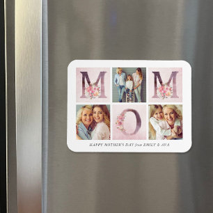 Ímã Dia de as mães de Colagem de Fotos MOM Floral Son