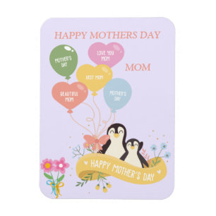 Ímã Dia de as mães de Pinguins Bonitos