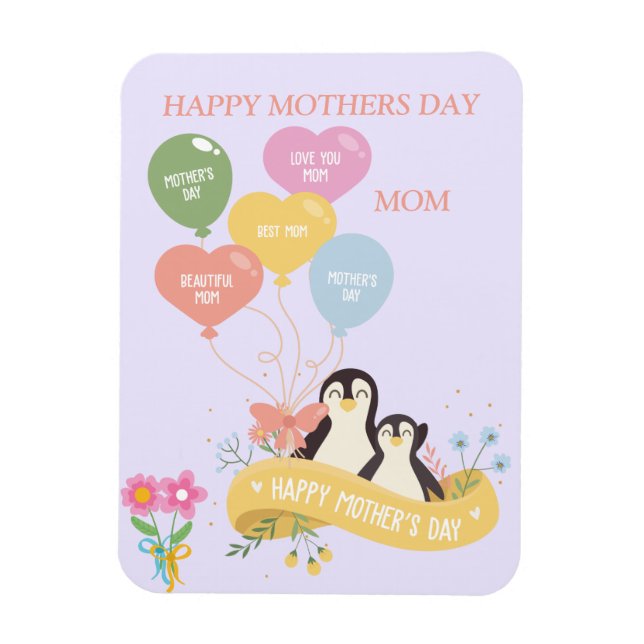 Ímã Dia de as mães de pinguins cômodos (Vertical)