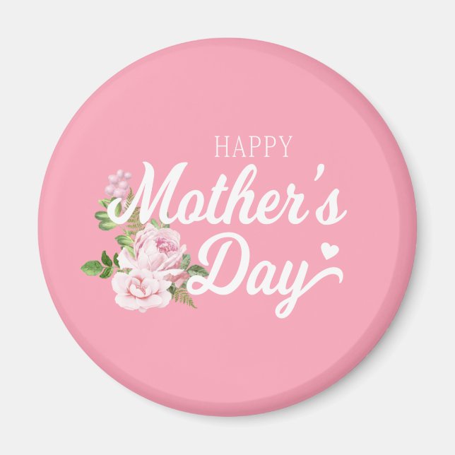 Imã Dia de as mães Feliz com Rosas Rosa | Magnet (Frente)