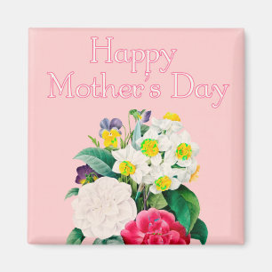 Imã Dia de as mães Feliz da Bouquest Floral Rosa Vint