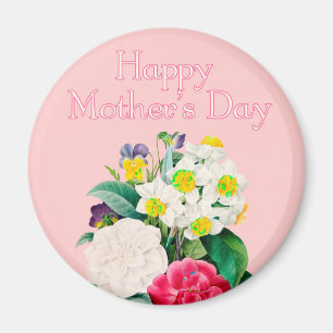 Imã Dia de as mães Feliz da Bouquest Floral Rosa Vint