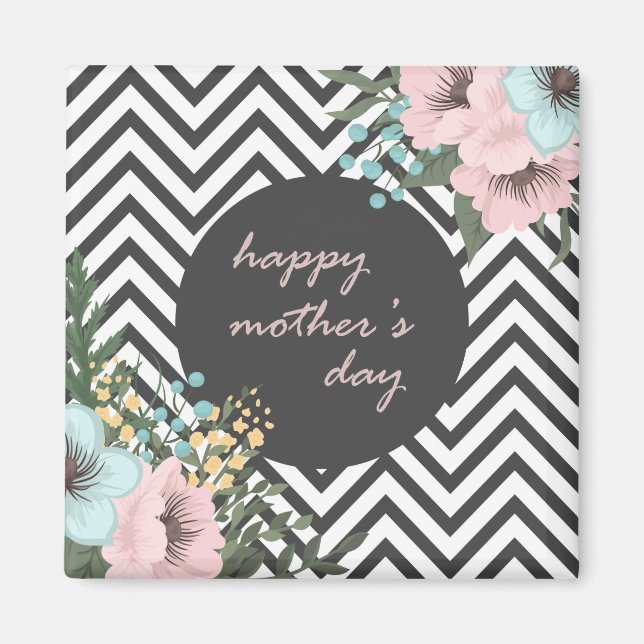 Imã Dia de as mães Feliz Floral Elegante | Magnet (Frente)