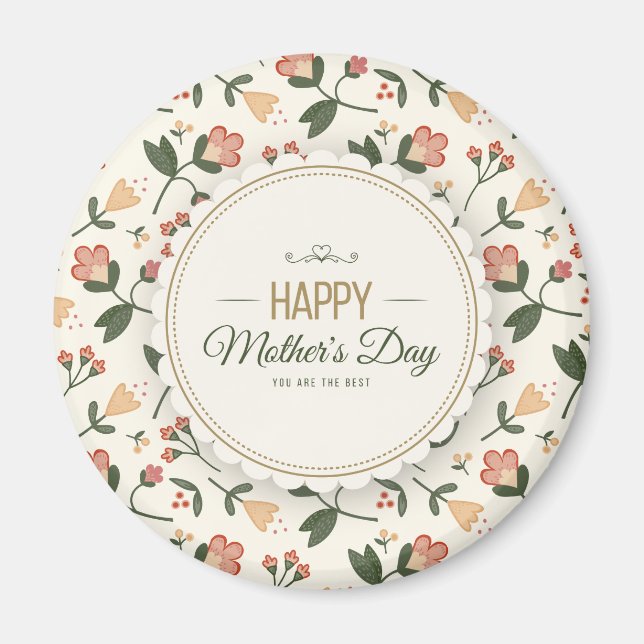 Imã Dia de as mães Feliz Floral Elegante | Magnet (Frente)