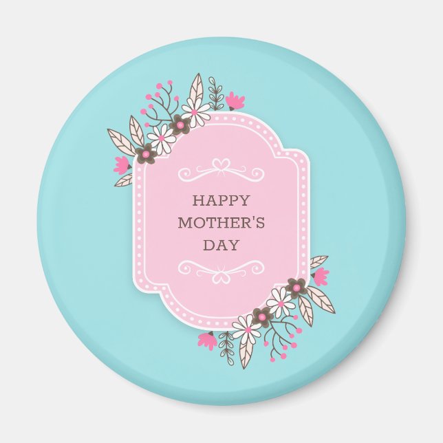 Imã Dia de as mães Feliz Floral Elegante | Magnet (Frente)