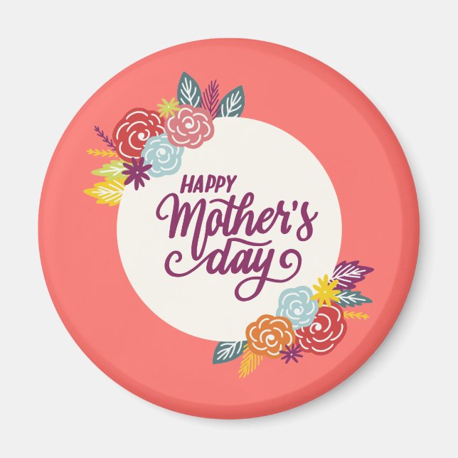 Imã Dia de as mães Feliz Floral Elegante | Magnet (Frente)