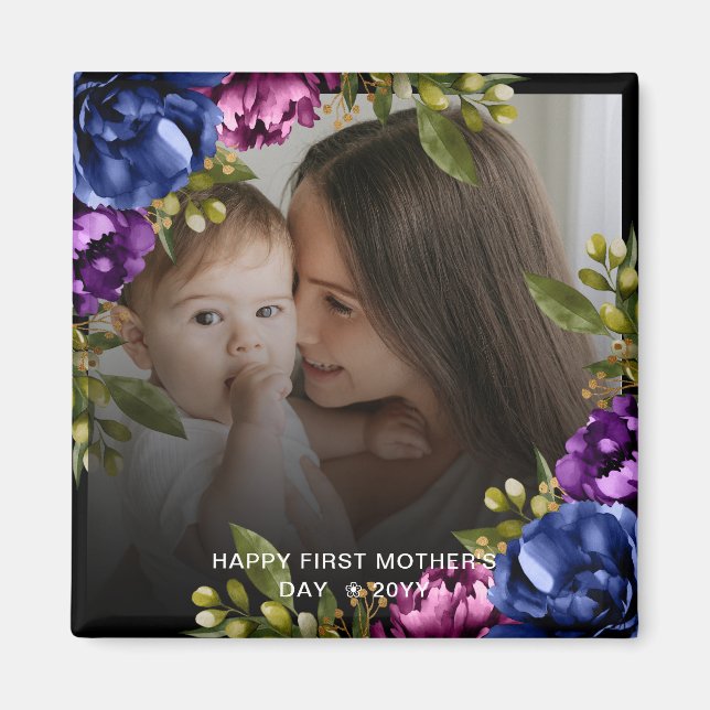 Imã Dia de as mães Floral Chic Tropical Boho Magnet (Frente)