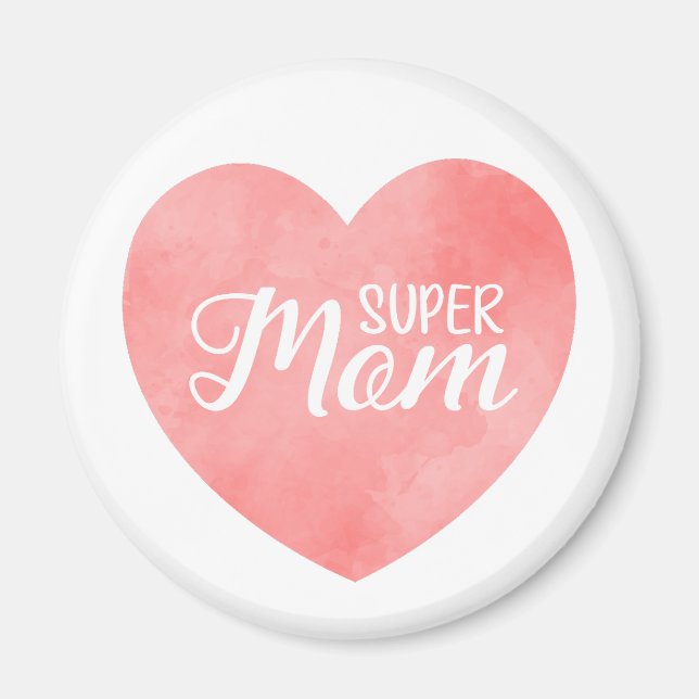 Imã Dia de as mães internacional, super mãe cor-de-ros (Frente)