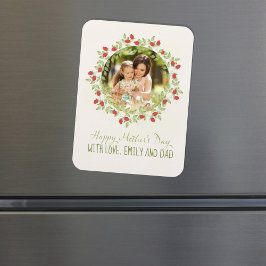 Ímã Dia de as mães Mínimo Rosa de Watercolor Wreath