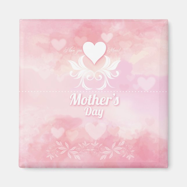 Imã Dia de as mães rosa suave e branco (Frente)