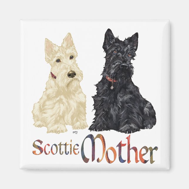 Imã Dia de as mães Whaten & Black Scotties (Frente)