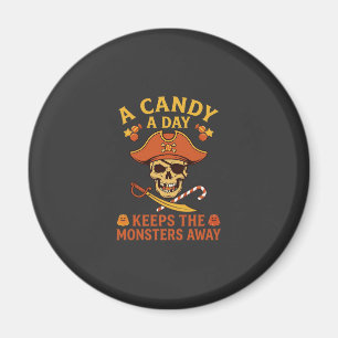 Imã Dia de Doces Halloween Pirata Caveira Bengala