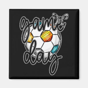 Imã Dia de Jogo de Futebol Retro Laço Feminino Meninas