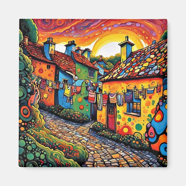 Imã Dia de lavagem na vila colorida (Frente)