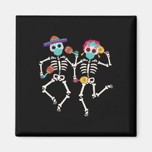 Imã Dia De Los Muertos Da Dança Do Crânio Morto