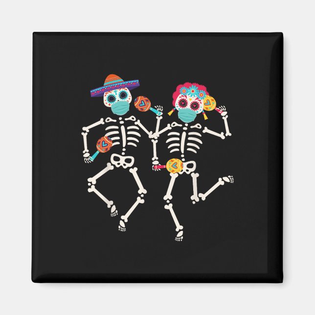 Imã Dia De Los Muertos Da Dança Do Crânio Morto (Frente)
