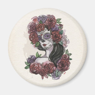 Imã Dia de los Muertos, desenhado à mão  Magnet