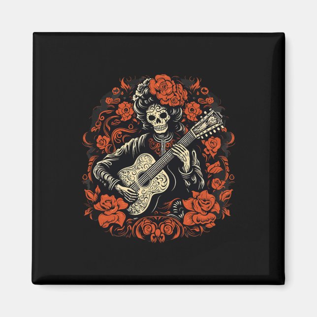 Imã Dia De Los Muertos Do Esqueleto De Halloween Morto (Frente)