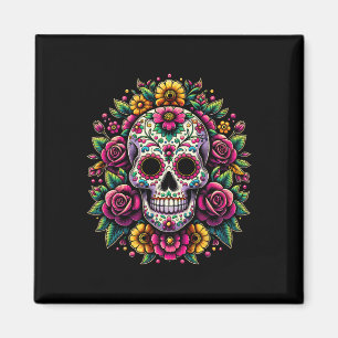 Imã Dia De Los Muertos Do Hallowe Do Crânio Do Açúcar 