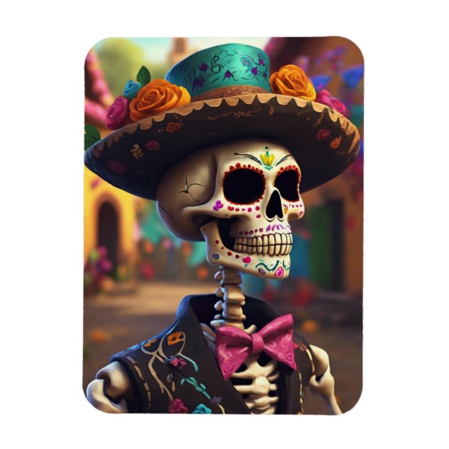 Ímã Dia de los Muertos Mariachi (Vertical)