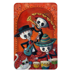 Ímã Dia de Los Muertos Skeleton Mariachi Trio