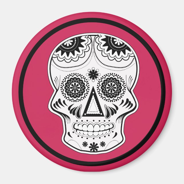 Imã Dia de Los Muertos Skull Magnet (Frente)