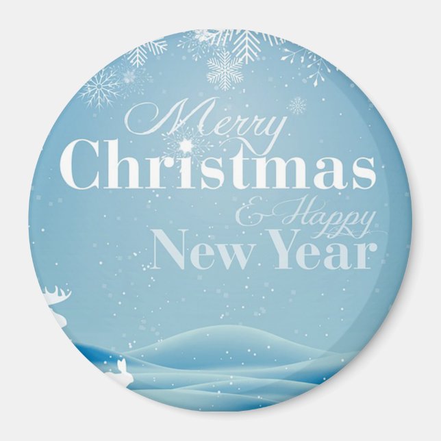 Imã Dia de neve com flocos de neve e coelho (Frente)